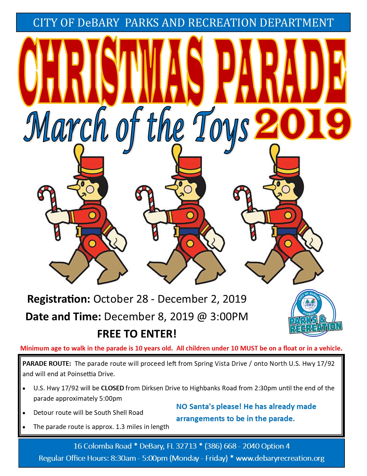 Christmas Parade 2019 City of DeBary Florida