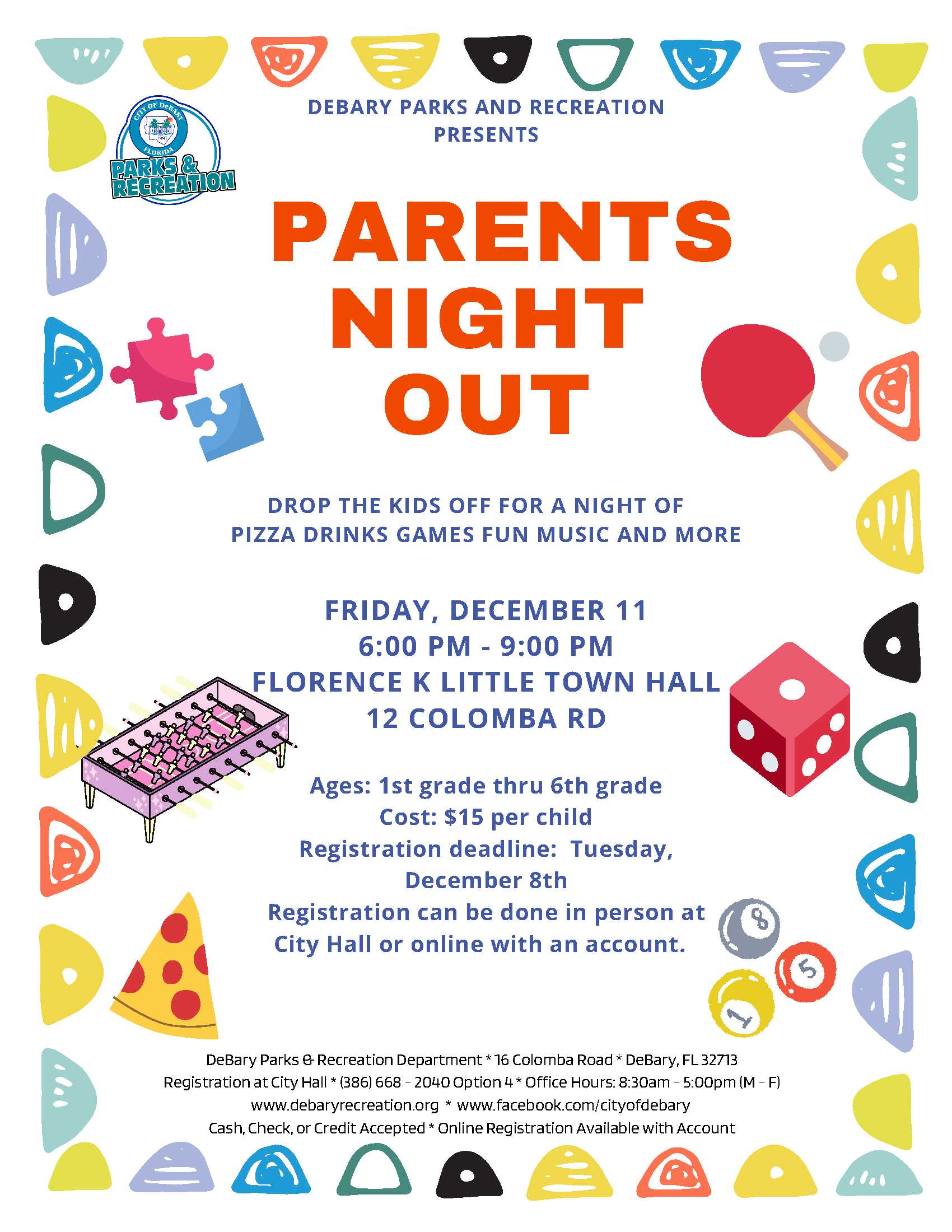 Parents Night Out Registration City Of DeBary Florida