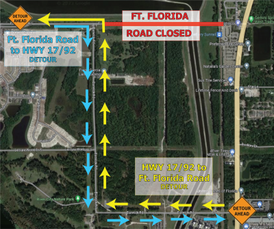 Ft. Florida Road Detour Map via Barwick