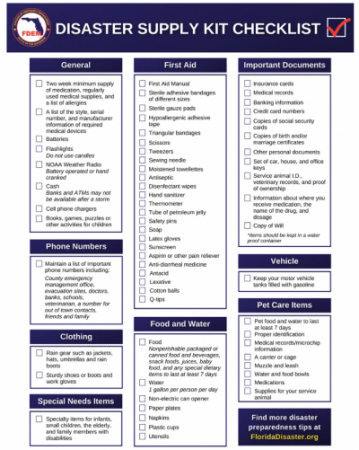 Full Checklist - Disaster kit
