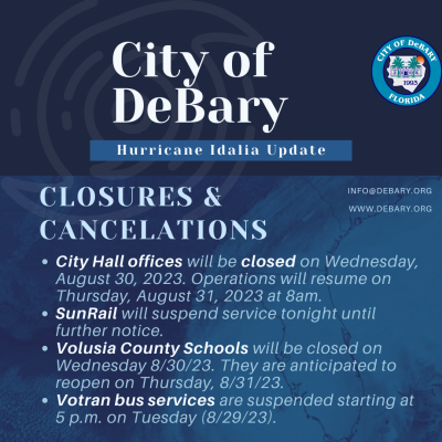 List of Upcoming Closures due to Hurricane Idalia