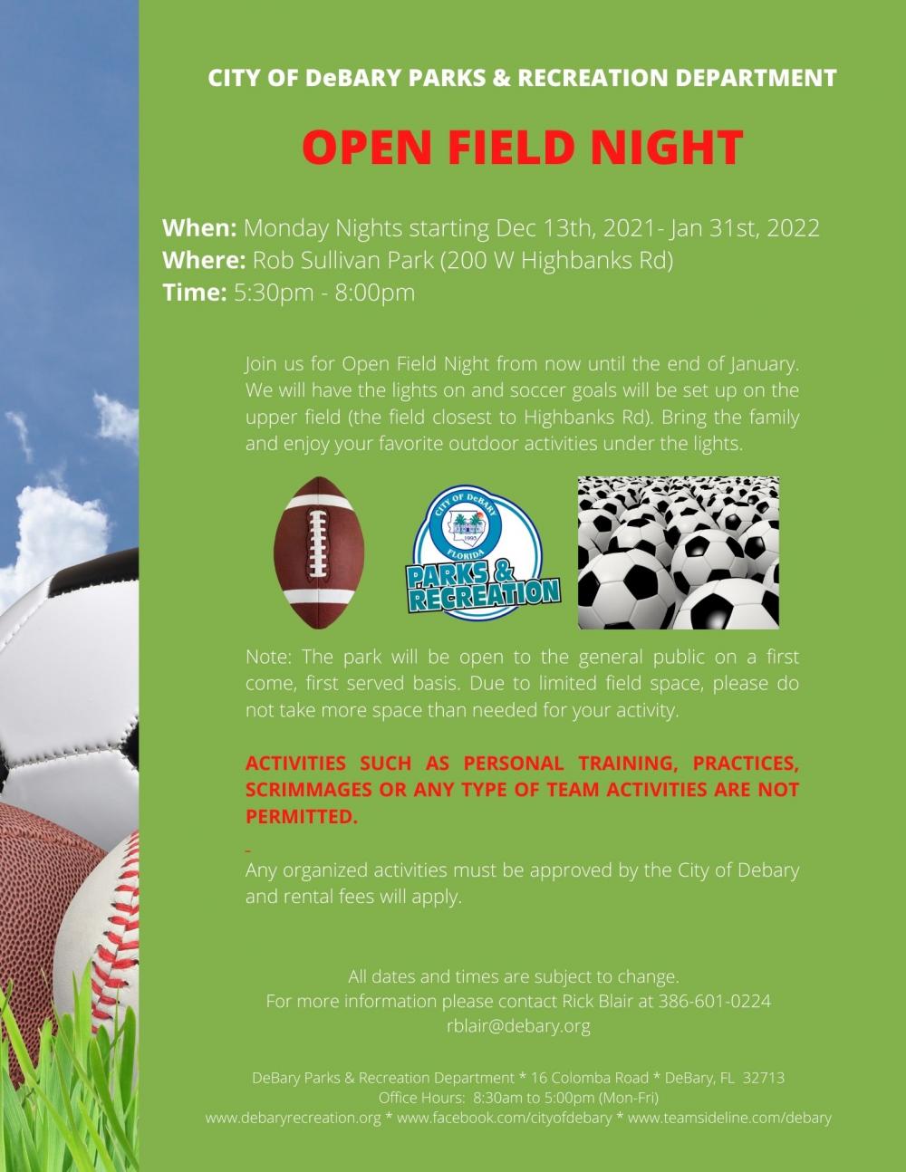 Open Field Night City of DeBary Florida